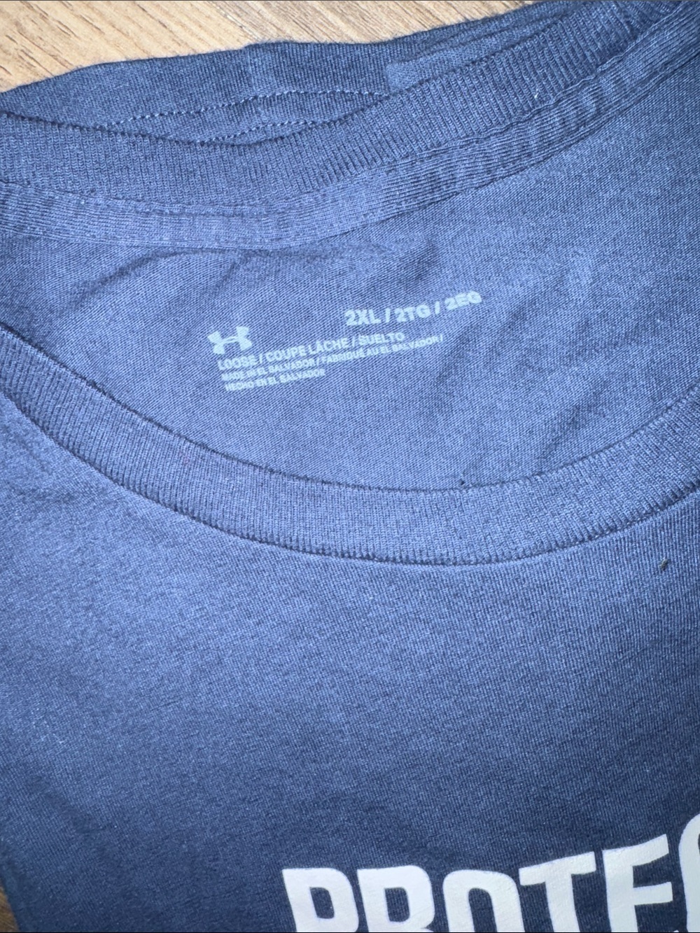Under Armour Navy Blue 'Protect This House' Minneapolis Graphic Tee. 2XL EUC! - Picture 2 of 3